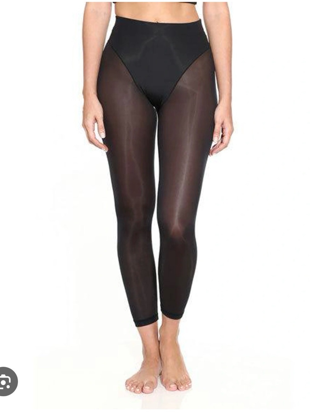 Adam Selman Sheer Black High-Waist Leggings - French Cut